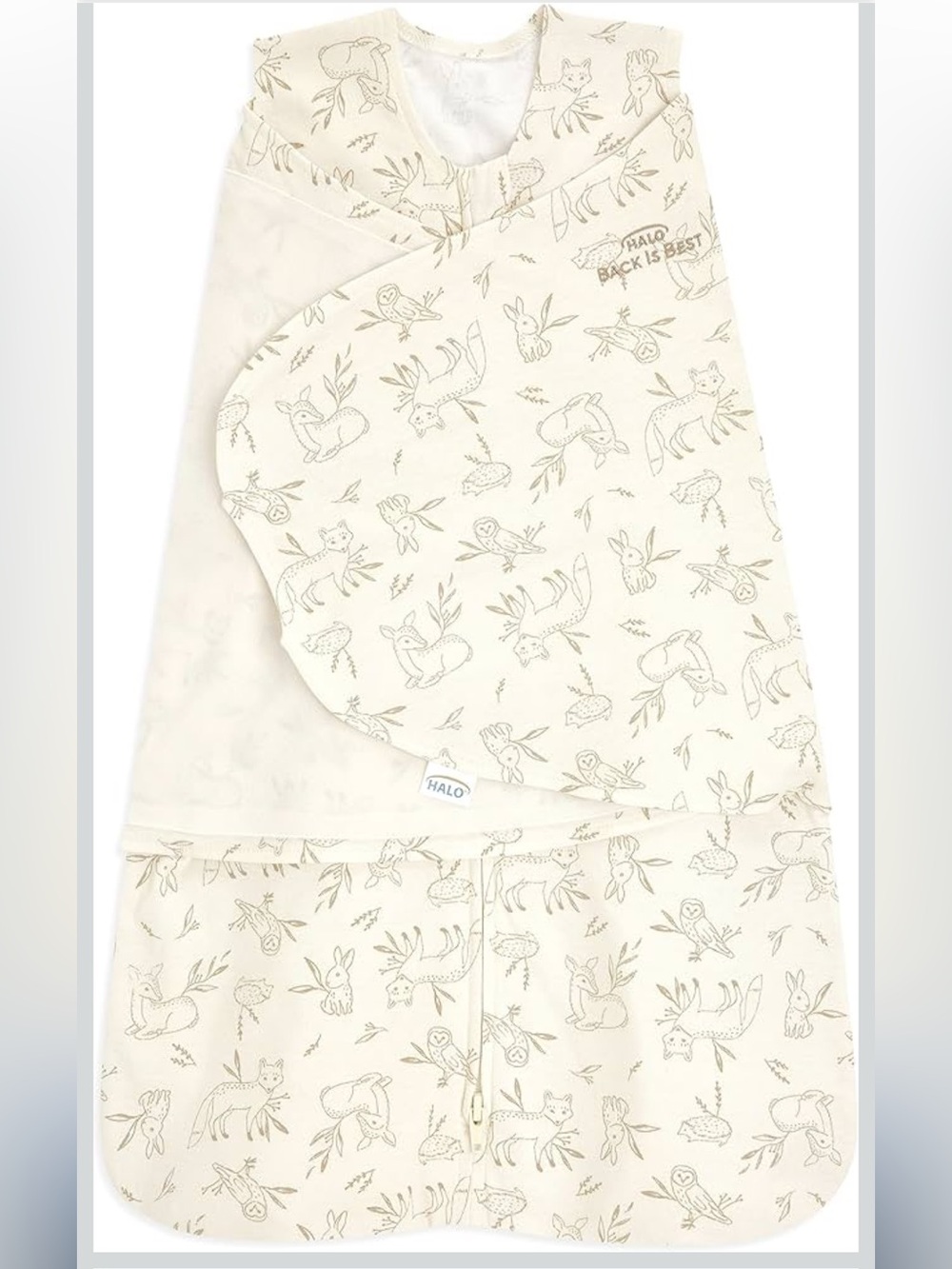 Halo Cotton Sleepsack Swaddle, TOG 1.5, Newborn 0-3 Month, Lullaby Forest